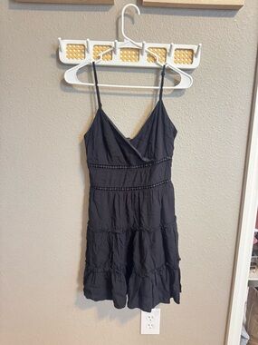 miami Black Spaghetti Strap Tiered Sundress